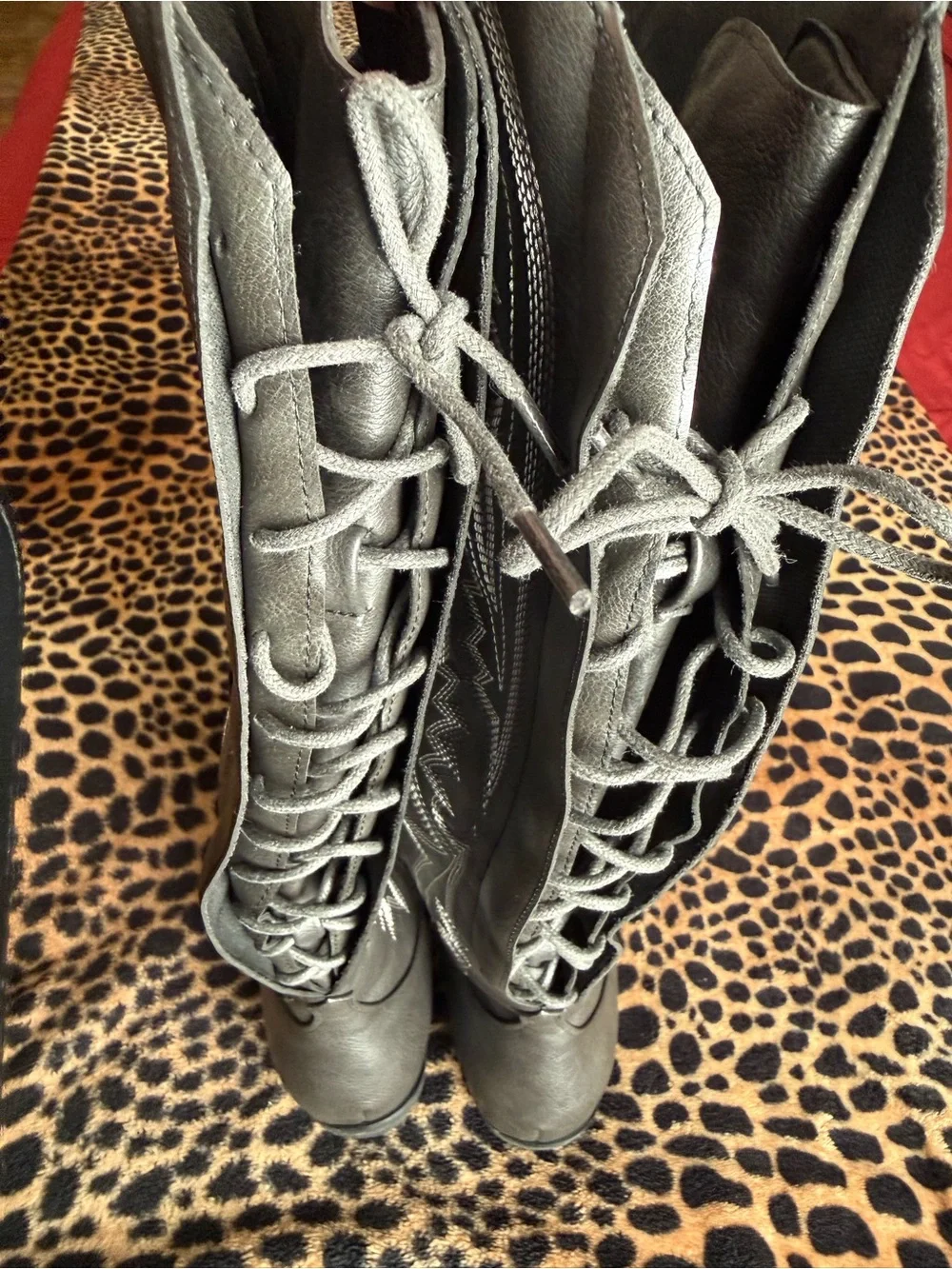 Women’s MissHeel Over the Knee Faux Leather Cowgirl Boots (Adjustable Wide Calf)